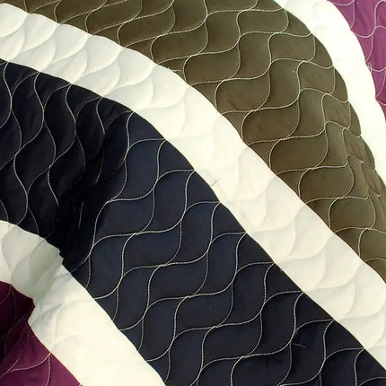 [Seak Love] 3PC Vermicelli-Quilted Patchwork Quilt Set (Full/Queen Size)