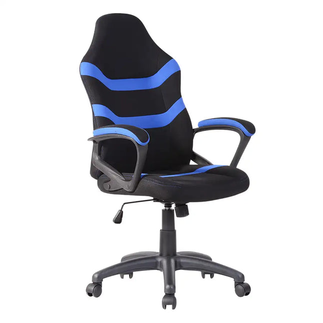 Silla de oficina para juegos con giratorio ajustable de tela, AZUL