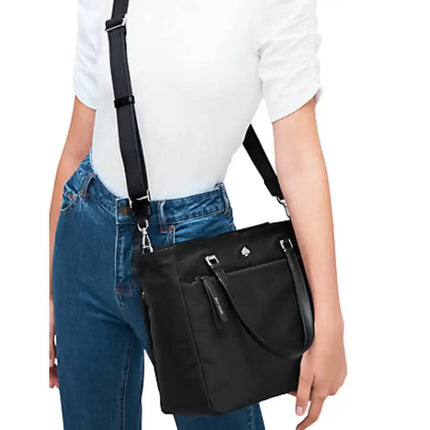 NEW Kate Spade Black Jae Medium Nylon Satchel Crossbody Bag