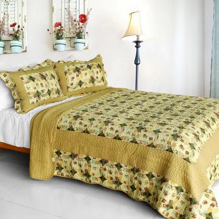 [Autumn in Countryside] Cotton 3PC Vermicelli-Quilted Printed Quilt Set (Full/Queen Size)