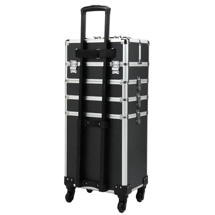 4-in-1 Makeup Travel Case with 360° Rolling Wheels, Locks, Keys and Adjustable Dividers, Black XH