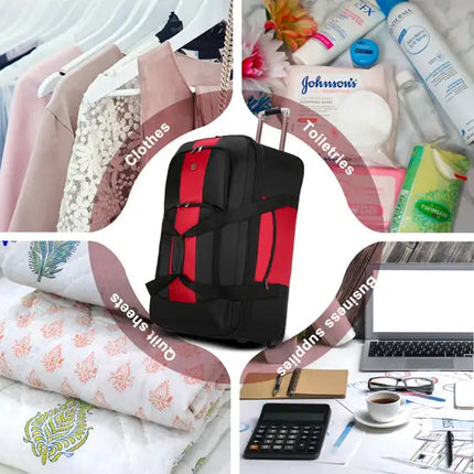 Bolsa de lona impermeable expandible con ruedas, equipaje de mano, maleta de mano unisex, color rojo