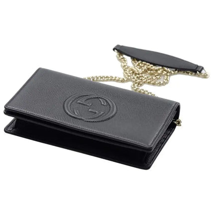 NEW Gucci Black Soho Disco Leather Wallet on Chain Crossbody Shoulder Bag