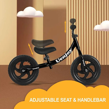 Kids Balance Bike No Pedal Bicycle for 2-4 Years Old, Toddler Balance Push Bike with 12" EVA Polymer Foam Tire, Height Adjustable, Lightweight Frame,(Pink/Black/red)