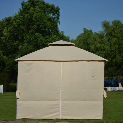 U_STYLE Quality Double Tiered Grill Canopy, Outdoor BBQ Gazebo Tent with UV Protection, Beige