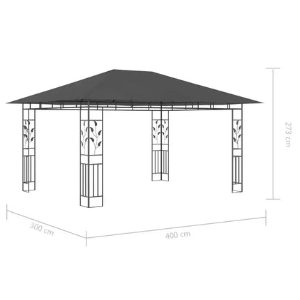 Gazebo with Mosquito Net 13.1'x9.8'x9' Anthracite 180 g/m2