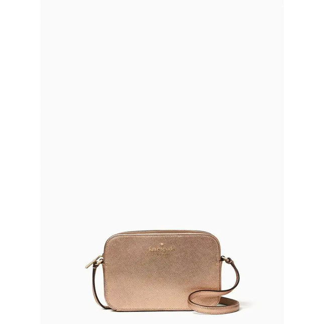 NUEVO Bolso bandolera mini para cámara Kate Spade Rose Metallic Saffiano