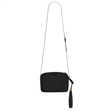 NEW Saint Laurent Black Quilted Leather Lou Crossbody Camera Shoulder Bag