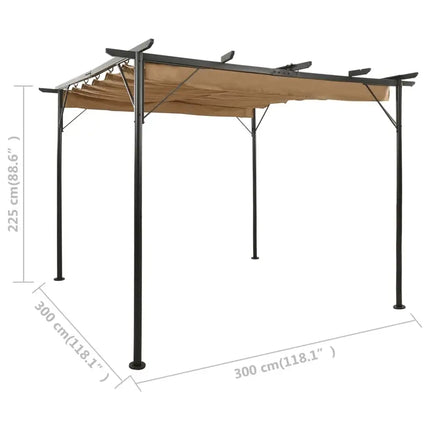 Pergola with Retractable Roof Taupe 118.1"x118.1" Steel 180 g/m?