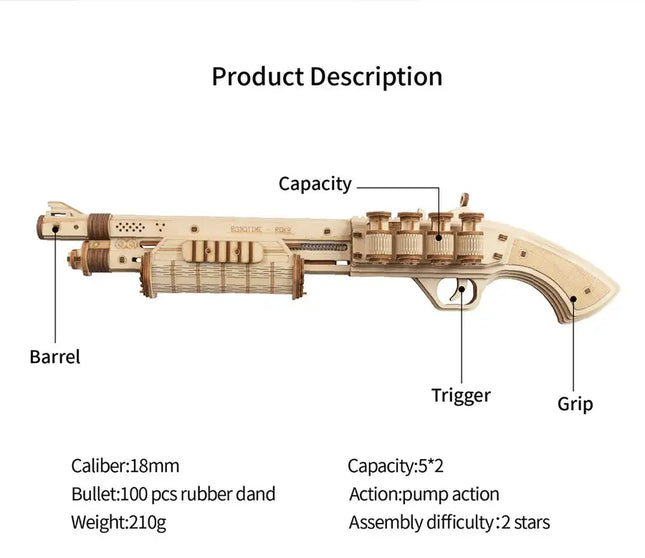 Robotime ROKR Revolver Gun Model Toys 3D Wooden Puzzle Games