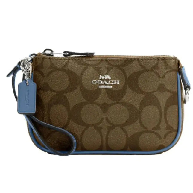 NEW Coach Brown Nolita 15 Monogram Signature Canvas Pouch Clutch Purse Bag