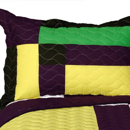 [Alocasia] 3PC Vermicelli - Quilted Patchwork Quilt Set (Full/Queen Size)