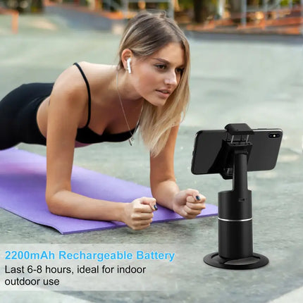 Auto Face Tracking Tripod;  No App Required;  360° Rotation Face Body Phone Camera Mount Smart Shooting Phone Tracking Holder for Live Vlog Streaming Video;  Rechargeable Battery-Black