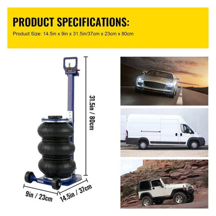 Gato neumático de elevación rápida, bolsa Triple móvil plegable portátil, Gato de aire