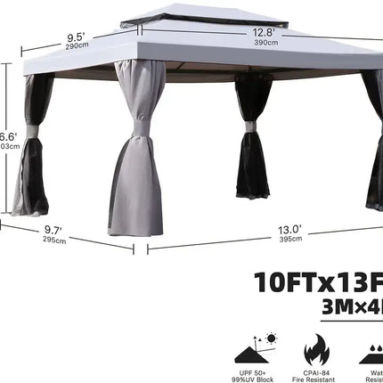 Grand Patio 10x13 Feet 2-tier Patio Gazebo, Outdoor Canopy with Mosquito Netting and Shade Curtains, Sturdy Straight Leg Tent for Backyard & Party & Event