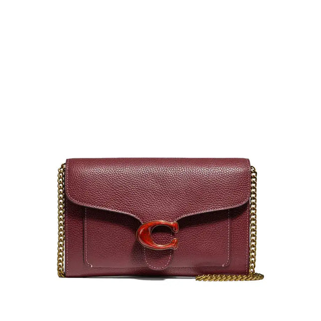 NEW Coach Red Tabby Chain Leather Clutch Crossbody Bag