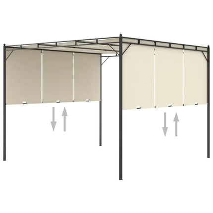 Garden Gazebo with Side Curtain 118.1"x118.1"x88.6" Cream