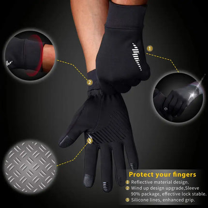 Cycling Gloves Fleece Warm Mountaineering Skiing non-slip Touch Screen Reflective Gloves