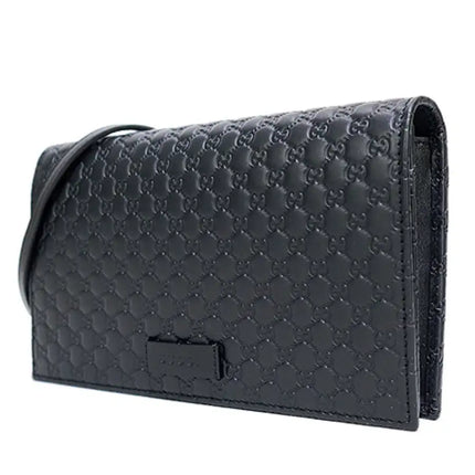 NEW Gucci Black Micro GG Guccissima Crossbody Wallet Bag Purse