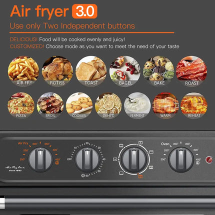 WEESTA Air Fryer Toaster Oven 24 Quart - 7-In-1 Convection Oven with Air Fry, Roast, Toast, Broil & Bake Function - Air Fry Toaster Oven for Countertop - Kitchen Appliances for Cooking Chicken, Steak