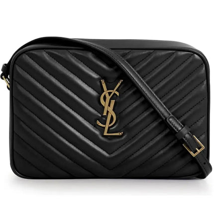 NUEVO Bolso bandolera para cámara Lou de cuero acolchado negro de Saint Laurent