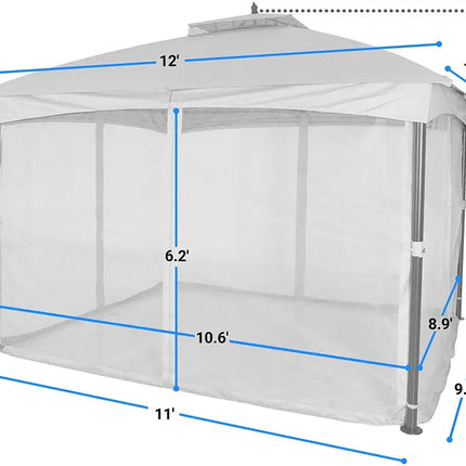 10x12 Outdoor Gazebo for Patios Canopy with Mosquito Netting for Lawn Garden Backyard