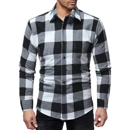 Plaid Flannel Long Sleeve Button Down Casual Shirt