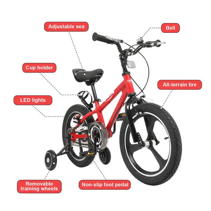 Kids Bike with Training Wheels, Kids Bicycle with Handbrake and Rear Brake Kickstand Child's Bike, 16 Inch RT