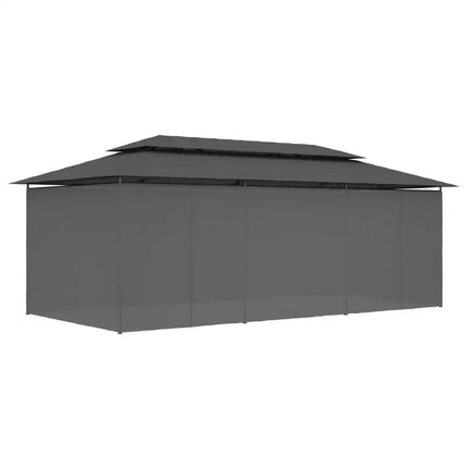 Gazebo with Curtains 236.2"x117.3"x106.3" Anthracite