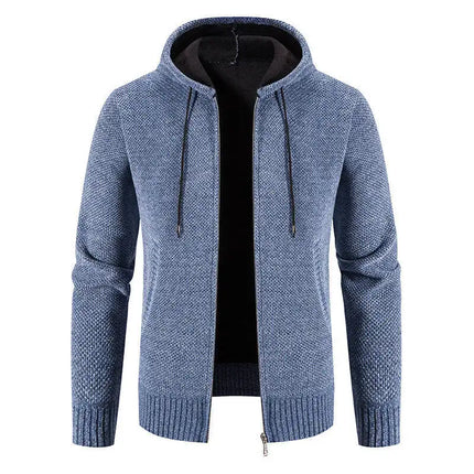 Men's Hooded Full Zip Knitted Cardigan Sweater