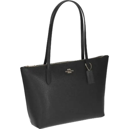 NEW Coach Black Zip Top Crossgrain Leather Tote Shoulder Bag
