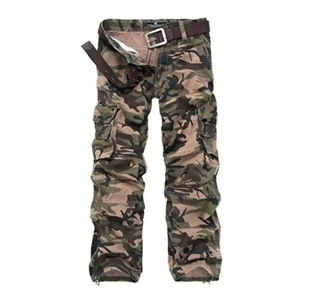 Pantalones cargo casuales para hombre Pantalones de trabajo militares de camuflaje lavados gruesos con múltiples bolsillos