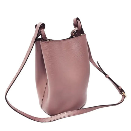 NEW Burberry Pink Haymarket Lone Small Leather Crossbody Bucket Bag