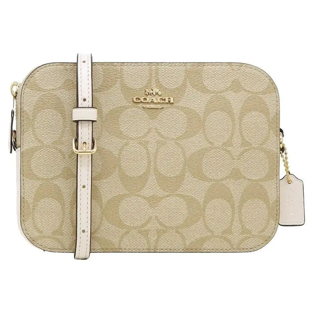 NEW Coach Brown White Mini Camera Bag Monogram Signature Canvas Crossbody Bag