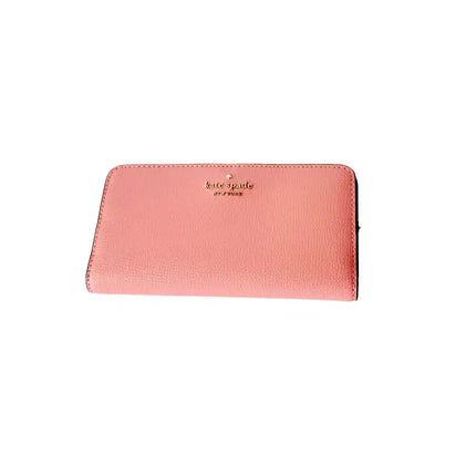 NEW Kate Spade Pink Peach Nectar Refined Grain Leather Large Slim Wallet Clutch Bag