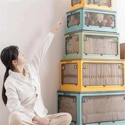 Household Clothes Quilt Storage Folding Plastic Transparent Wardrobe Storage and Finishing Boxes