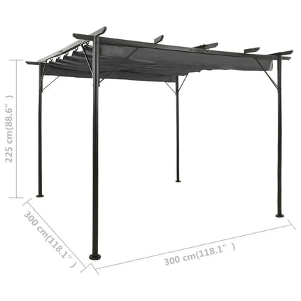 Pergola with Retractable Roof Anthracite 118.1"x118.1" Steel 180 g/m? - Vickie Lynn's