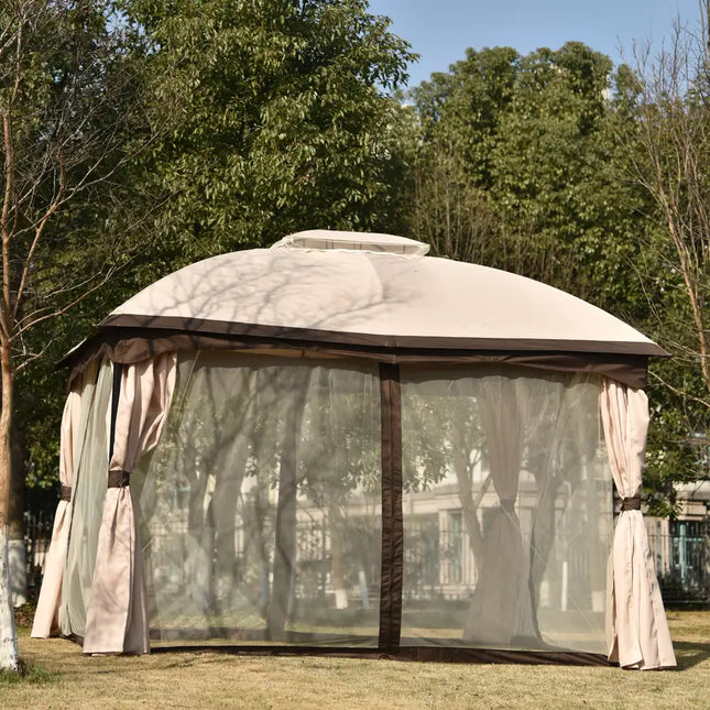 9,8 pies. Ancho x 11,8 pies. D Gazebo al Aire Libre para Patio, Gazebo de jardín con Dosel Suave de Doble Techo con mosquitero Adecuado para césped, jardín, Patio Trasero y Terraza