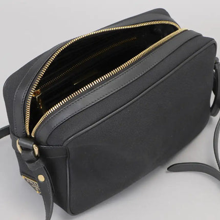 NEW Prada Beige Black Jacquard Canvas Crossbody Shoulder Camera Bag - Vickie Lynn's