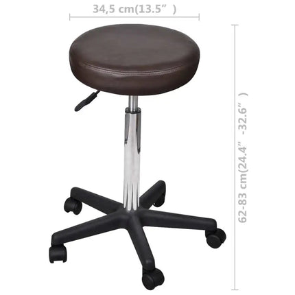 Office Stool Brown Faux Leather