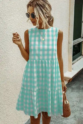 Plaid Printed A-Line Midi Dress