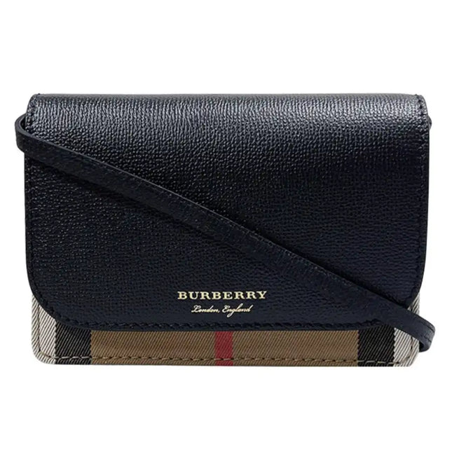 NEW Burberry Black Hampshire Check Leather Crossbody Bag