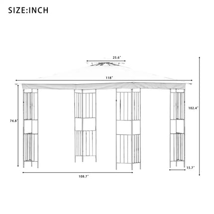 Patio Gazebos for Patios Double Roof Soft Canopy Garden Backyard Gazebo for Shade and Rain,Beige