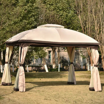 9,8 pies. Ancho x 11,8 pies. D Gazebo al Aire Libre para Patio, Gazebo de jardín con Dosel Suave de Doble Techo con mosquitero Adecuado para césped, jardín, Patio Trasero y Terraza