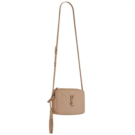 NEW Saint Laurent Beige Quilted Leather Lou Crossbody Camera Shoulder Bag