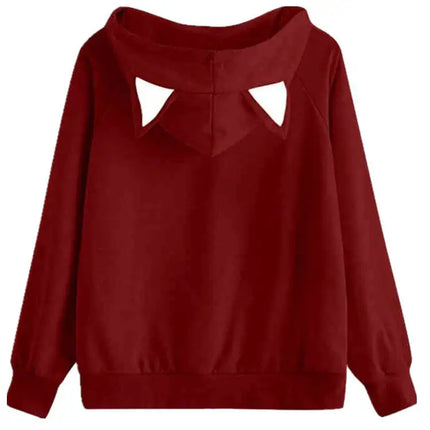 autumn and winter new women's cat head print loose hooded casual sports hoodie