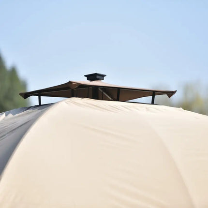 10ft W*12ft L Outdoor Double Vents Gazebo - Brown