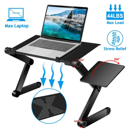 Foldable Laptop Table Bed Notebook Desk with Mouse Board Tray for Home Office Travel Use