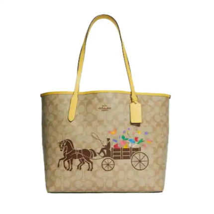 NEW Coach Beige City Tote Monogram Signature Canvas Tote Shoulder Bag