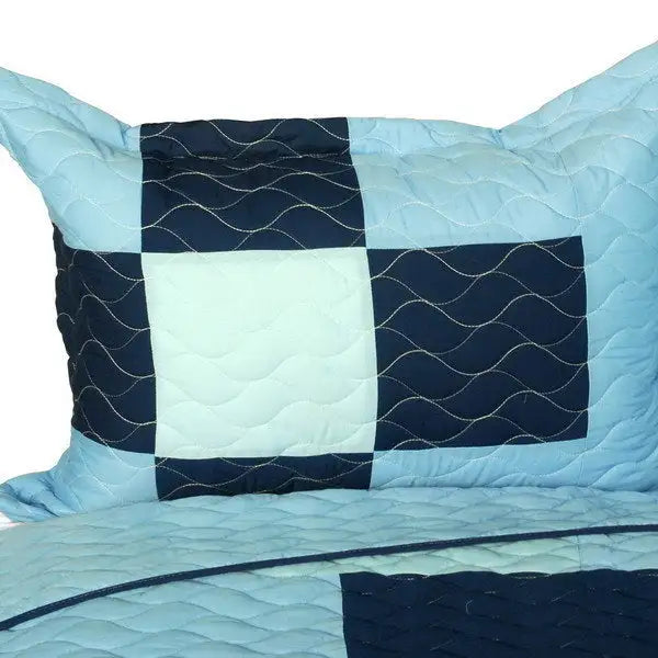 [The Game] Vermicelli-Quilted Patchwork Plaid Quilt Set Full/Queen